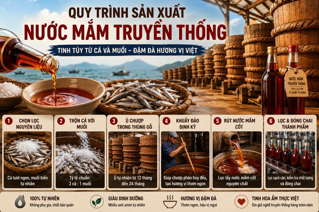 Quy Trình Sản Xuất Nước Mắm Truyền Thống – Bí Quyết Tạo Nên Từng Giọt Nước Mắm Tinh Túy